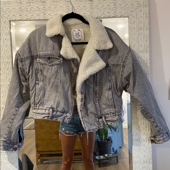 cropped grey denim jacket